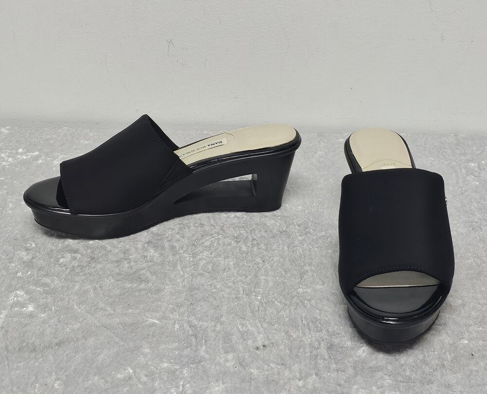 Dana Buchman Womens Black Stretch Fabric Slide Sandals-Size 7.5